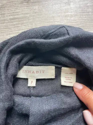 (NWT) Inhabit 100% Linen Turtleneck Button Front Gray Long Sleeves Shirt Size P
