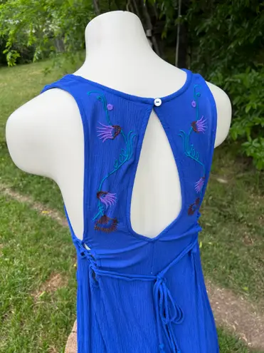 Free People Embroidered Festival Slip On Dress Blue Size XS