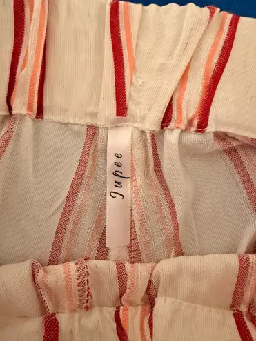 Jupee NWOT Red, White and Coral Striped High Rise Wide Leg Pants with Pockets Red Size M