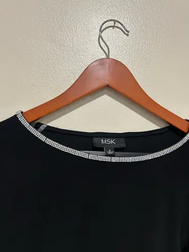 NWT MSK. Bell sleeved rhinestone top Black