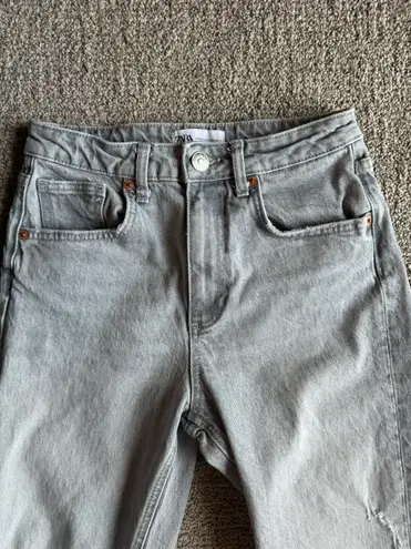ZARA Distressed Mom Jeans Grey Wash Size 2