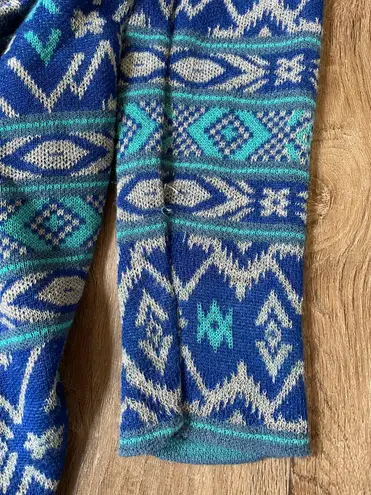 Say What? Say What aztec open front cardigan blue turquoise boho women’s size medium
