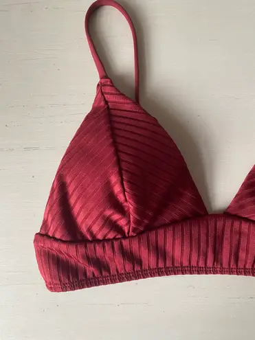 Garage NWOT  burgundy red ribbed triangle padded bikini top