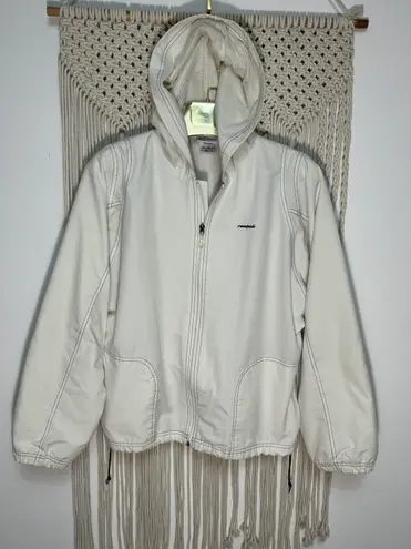 Reebok vintage 2000s embroidered logo Track bomber Jacket in color Off white