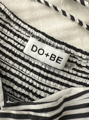 Boutique Striped Puff Sleeve Top Black White