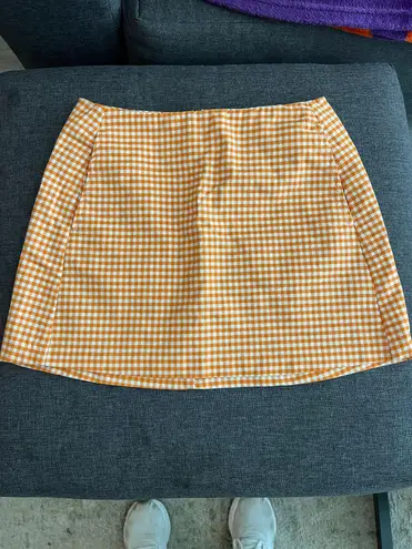 Urban Outfitters orange and white checkered mini skirt size XS