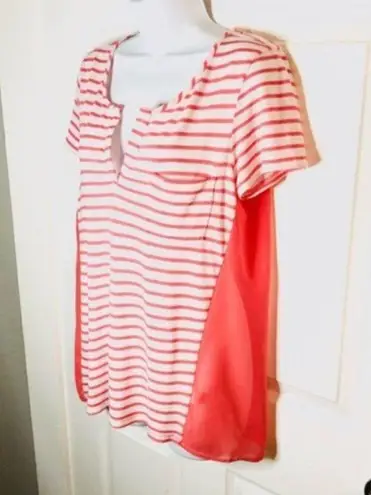 Charming Charlie  Stripe Sheer Back T-shirt Coral M