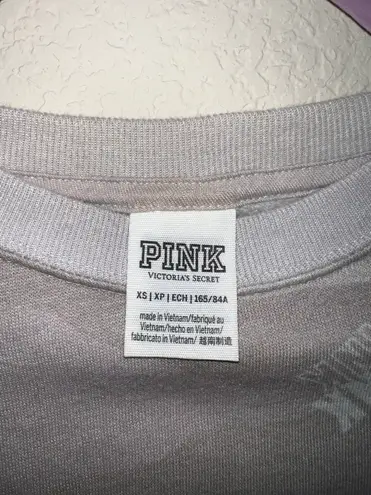 PINK - Victoria's Secret PINK Victoria’s Secret Gray / White Crewneck