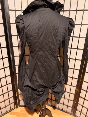 Victorian Steampunk High Low Asymmetric Y2k long sleeve goth Ruffle Jacket shirt Black Size L