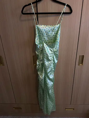 ZARA  Green Dress Midi Satin Slip
