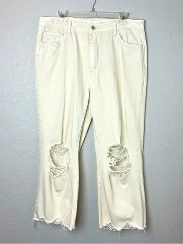 Bohme Women's Cream Distressed Cropped Jeans Size 32