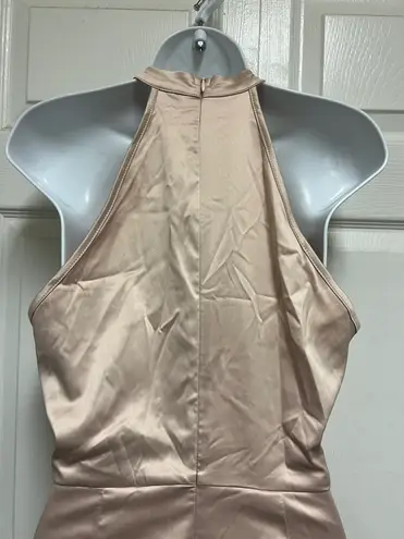 Allegra K Sleeveless Satin Summer Halter Neck Flowy Swing A-Line Party Dress