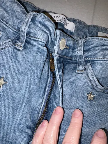 Judy Blue jeans skinny fit embroidered stars distressed hem @ankle Size 29