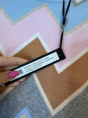 NWT CHARLIE B Blue and Pink Crew Neck Sweater