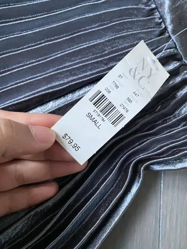 New York And Company Pleated Maxi Skirt In Carlson Grey Metalic NWT Skirt