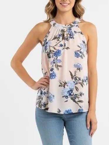 Soho New York & Company Jeans Pink Blue Floral Halter Neck Tank Top Size S