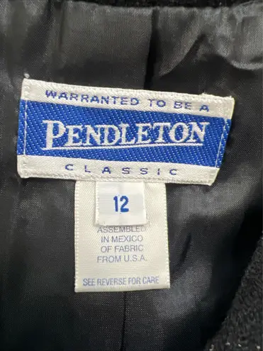 Pendleton Classic Wool Tweed Blazer Jacket Size 12 Black Gray Vintage Elegant