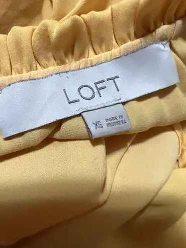 The Loft Yellow Tied V-Neck with Ruffled Detail Top