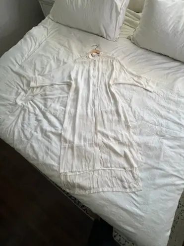 Emerson Fry white cream silk button down midi long shirtdress 00