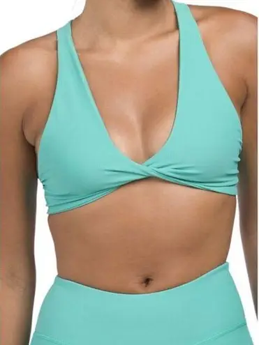 WILO the Label Knot Front Sports Bra/Ruched BikerShorts XSMALL Green Activewear Size XS