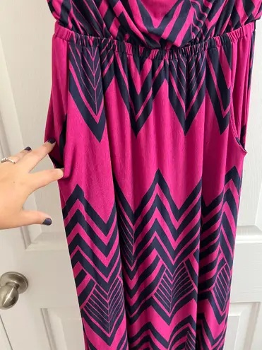 Three Pink Hearts Fuchsia And Navy Maxi dress