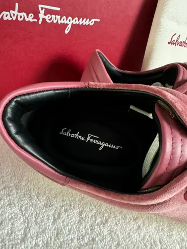 Salvatore Ferragamo $685 NEW Womens Cube Sneakers Pink Red Velvet Luxe size 6