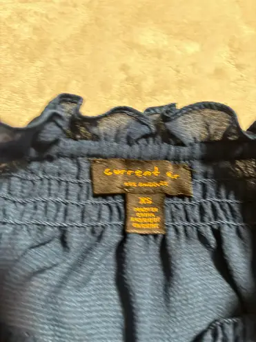 Current Air Dark Teal Modern Romance Tie Front Top