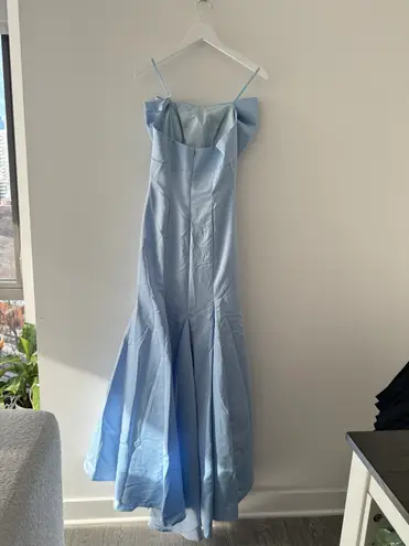 Mac Duggal Blue Strapless Bow Mermaid Gown