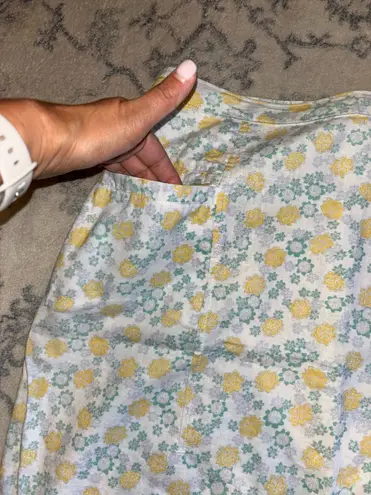 Woolrich Vintage Skirt Short Yellow Ditzy Floral Flower Print Linen Blend Sz 10 Approximate. Size tag faded.