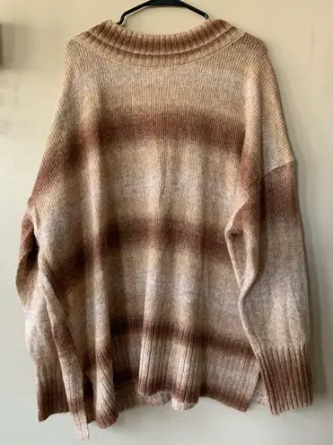 a.n.a NWT  Brown Striped V-neck Sweater Size 2X