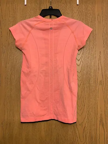 Lululemon Light Pink/Orange Short Sleeve Swiftly Top