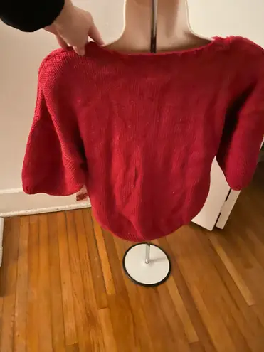 Chinawear NWT Vintage  Floral Embroidered Red Cable Knit Sweater, size M