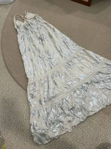 Mossimo Supply Co White and silver tiered maxi dress 
