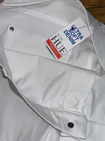 Hue Women's 2X White High Waisted Denim Stretch Leggings Pull On Jeans Casual