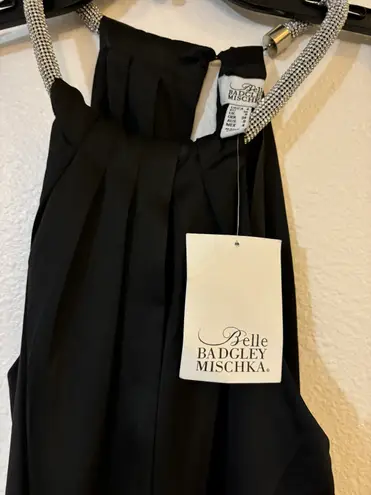 Badgley Mischka Belle by Julier Satin Halter Neck Sleeveless A-Line Dress