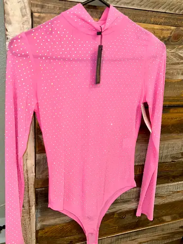 Giddy Up Glamour Pink Rhinestone Bodysuit