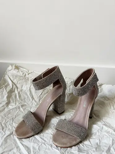 Free People Jeffery Campbell Lindsay heels rhinestone nude heels size 6