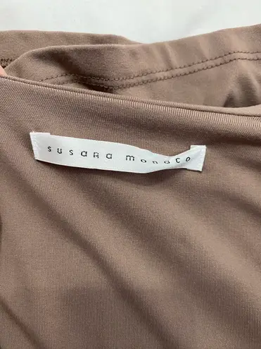 Susana Monaco Taupe Deep V Mini Dress