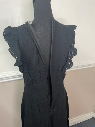 Ecowish Black Ruffle Sleeve A-Line Summer Dress Size Large