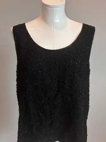 Vintage beaded Black Sleeveless Top