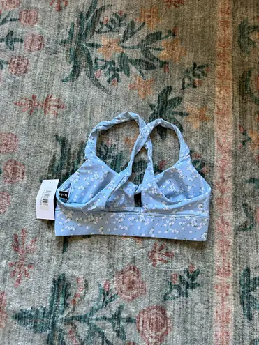 dippin daisy's swimwear Light Blue Floral Sweetheart Sports Bra