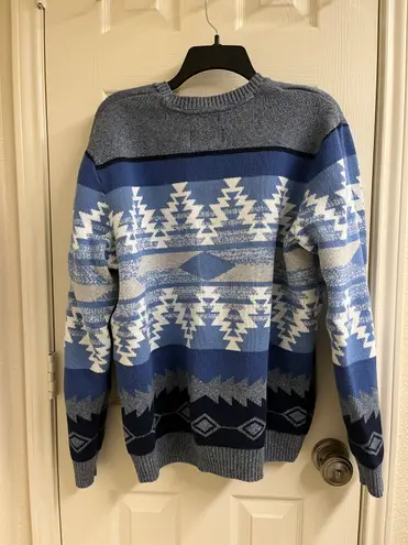 American Rag Aztec Western Chunky Christmas Crew Neck Sweater blue navy unisex - Image 5