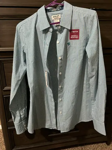 Ariat Crystal Teal Stripe button up