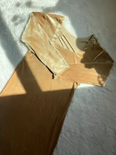 Vintage 90s crushed velvet golden midi dress Gold Size L