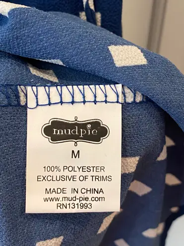 Mud Pie Blue White Geometric Blouse Sleeveless M