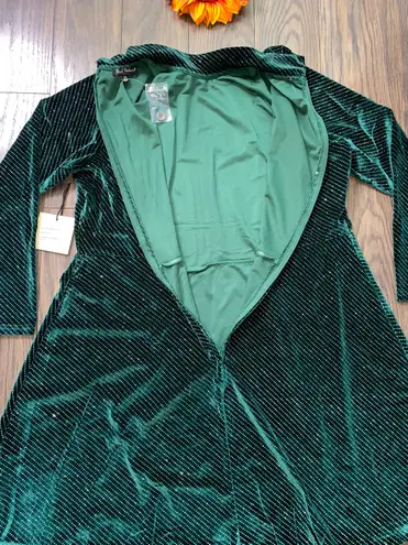 Unique Vintage SMAK PARLOUR Green Sparkly Velvet Mock Neck Dress NWT | 2XL |