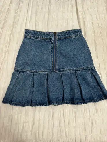 LIONESS Pleated Denim Mini Skirt