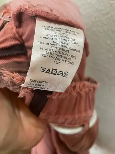 New Pilcro by Anthropologie Cropped wide Leg jean Shorts Size Xs Pink