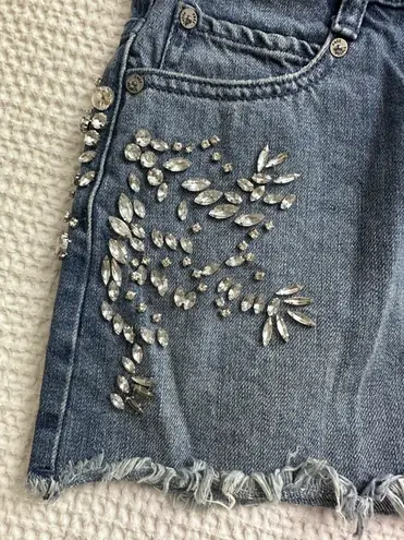 Free People Bejeweled Mini Jean Skirt