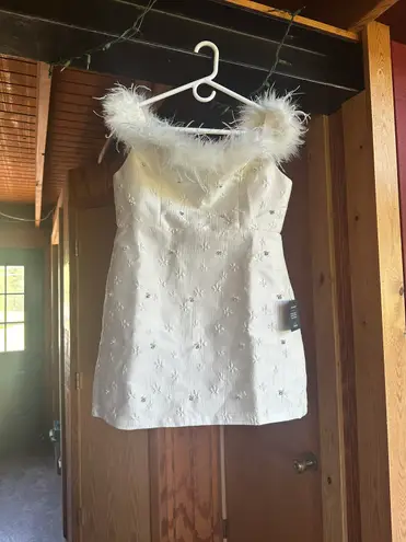 Lulus Lulu Feather Mini Dress